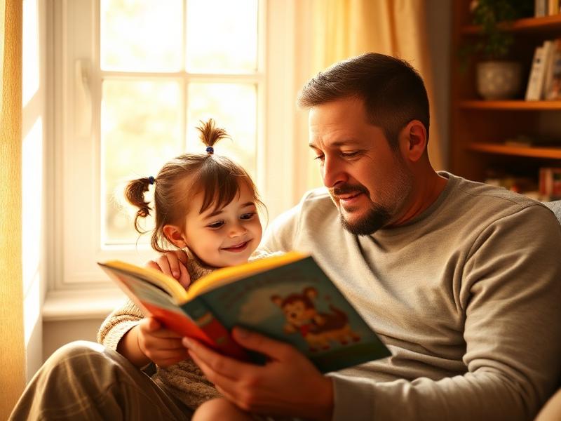 Parent sitting calmly beside a young child during a quiet moment together